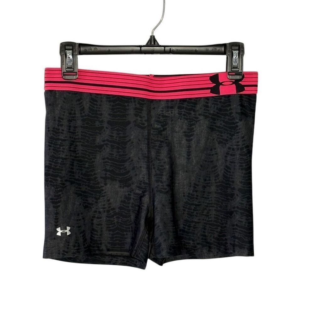 Under Armour gray snakeskin pattern with hot pink waist compression shorts - M